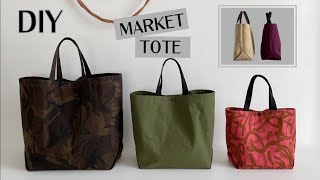 DIY  Market Tote turn one piece of fabric into this gorgeous bag Super easy Beginner friendly [upl. by Ardnik]