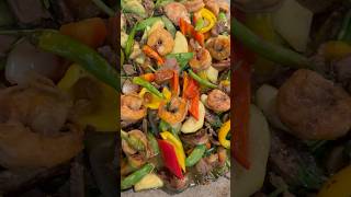 Sautéed vegetables with shrimp amp beef deliciousfood healthyfood trending shorts cooking viral [upl. by Blum]