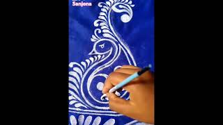 Handprinted saree design design handprint handprintedsaree fabricdesign [upl. by Atilef]