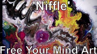 Fluid Art acrylic painting Puddle Pour List Niffle Stuart Wimbles Free Your Mind Art 2017 [upl. by Annairoc81]