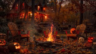 Cozy Autumn Haunted House Halloween Ambience with Relaxing Crackling Fire amp Nature Sounds for Sleep [upl. by Chretien606]