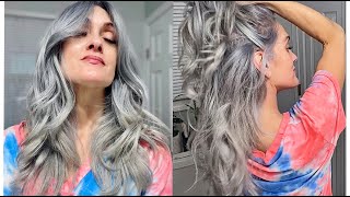 DIY GRAY SILVER HAIR  AT HOME COLOR CORRECTION  No Damage [upl. by Nellaf]