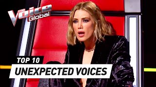 SURPRISING VOICES during the Blind Auditions on The Voice [upl. by Yllehs]