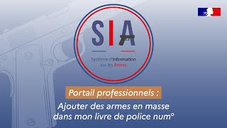 Tutoriel SIA  Portail professionnels  Ajouter des armes en masse dans mon livre de police num° [upl. by Nuhs277]