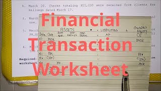 Basic Accounting  Financial Transaction Worksheet Part 2 [upl. by Mohr]