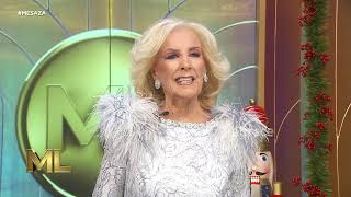 ¡ÚLTIMA MODA Mirtha Legrand de blanco plateado y plumas [upl. by Hayidan]