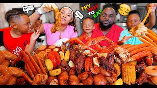 HUGE 300 SPICY SEAFOOD BOIL MUKBANG quotJuicy amp Crabquot with GLAZED DONUTS  QUEEN BEAST FAMILY MUKBANG [upl. by Richman]