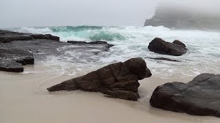 30 min relaxing ocean waves  high quality sound  no music  HD video of a beautiful misty beach [upl. by Bal]