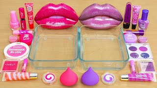 Pink vs Purple  Mixing Makeup Eyeshadow Into Slime ASMR [upl. by Heppman]