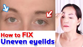 How to Fix Uneven eyelids Lift Droopy amp Hooded eyelids naturally  NO TALKING  Anti aging [upl. by Ayvid]