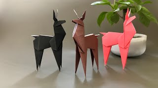 Easy Origami Deer  How to make a paper Christmas Deer for Decoration [upl. by Taggart]