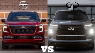 2025 Nissan Armada vs 2024 Infiniti QX80 Price Tech amp Capability Comparison [upl. by Heidie]