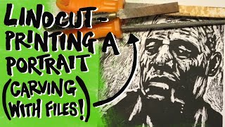 Linocut printing technique  carve with files [upl. by Ennasor]