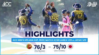 ACC Mens U19 Asia Cup  Sri LankaU19 vs JapanU19  Highlights [upl. by Ralfston537]