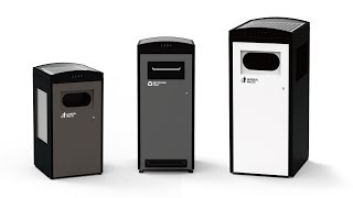 Solarpowered trash compactor bin CleanCUBE [upl. by Enalahs]