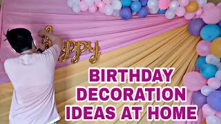 SIMPLE BIRTHDAY DECORATION IDEAS AT HOME  PLEATED BACKDROP WITH BALLON GARLAND  Rex Montalbo [upl. by Nerissa]