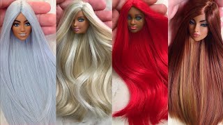 Barbie Doll Makeover Transformation  DIY Miniature Ideas for Barbie  Wig Dress Faceup and More [upl. by Auoz]