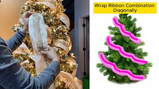 How To Decorate A Christmas Tree With Ribbons Easy and Beautifulthe 5 Best Way To Decorate Tree [upl. by Foskett11]