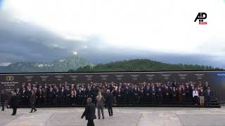 Participants of Ukraine Peace Summit in Bürgenstock pose for family photo [upl. by Anihs]