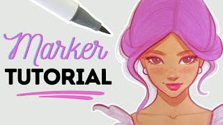 Marker Drawing Tutorial  How to Draw with Alcohol Markers [upl. by Cochard]