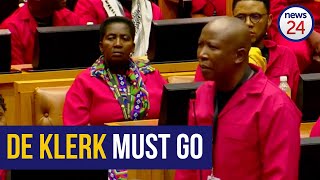 WATCH  Malema objects to murderer FW de Klerks SONA attendance [upl. by Anividul]