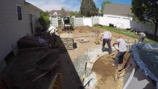 How We Build amp Install A Back Patio and Seat Wall 2016 [upl. by Noevad]