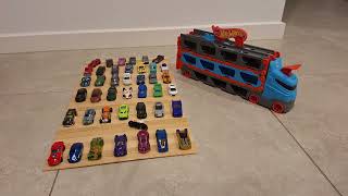 My sons Hot Wheels collection  Hot Wheels Speedway Hauler [upl. by Lucille]