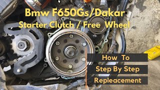 BMW F650GS Dakar Starter Clutch  Freewheel Replacement Bendix Not Engaging [upl. by Hgielra686]