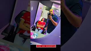 Girl gets a face shave in Barbershop with Razor  hair barber barbershop razor faceshave [upl. by Kellene]