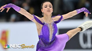 Valieva breaks her own record with incredible short program at European Championships  NBC Sports [upl. by Joelie502]