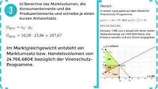 Lineare Funktionen  Marktvolumen Konsumentenrente amp Produzentenrente  Übung 5 [upl. by Lais418]