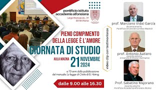 Giornata di studio 21 novembre 2024 alle ore 900  Accademia Alfonsiana [upl. by Kajdan]