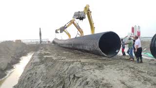 HDPE Pipe Installation  steel belt reinforced pipe  storm water Drainage drain construction [upl. by Wendelin570]