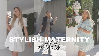 Stylish Maternity Outfits  6 Months Pregnant Style Non Maternity Clothes for the Bump [upl. by Tlok580]