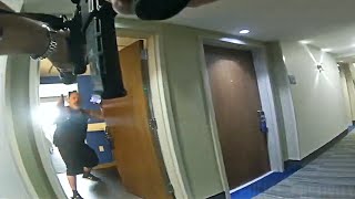 Intense Bodycam Footage Shows Fatal Police Shootout at Fort Lauderdale Hotel [upl. by Wilow]