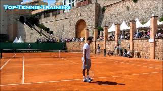 Nicolas Almagro Hitting ServesCourt Level View [upl. by Ainitsirhc725]