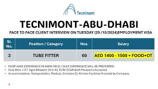 INSTRUMENT FOREMAN  INSTRUMENT FITTER  TUBE FITTER  etc TECNIMONT ABUDHABI [upl. by Dahlia]