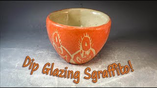 Dipping the Ceramics I Sgraffito Cups in Clear Glaze and Making Patties for Glaze Firing [upl. by Llenyl]