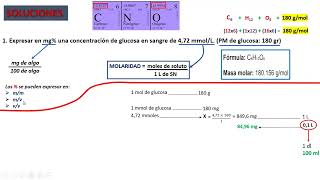 Soluciones ejercicios molaridad osmolaridad mv equivalentes [upl. by Ydderf665]