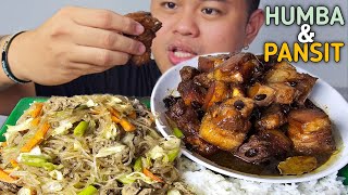 PORK HUMBA  PANSIT BIHON  INDOOR COOKING  MUKBANG PHILIPPINES [upl. by Amikat968]