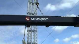 Seaspans Vancouver Shipyard hoists main girder of 300tonne gantry crane [upl. by Eanwahs109]