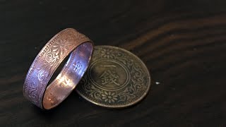 コインリング 古銭の指輪 の作り方 How to make a Japanese coin ring [upl. by Suolevram]