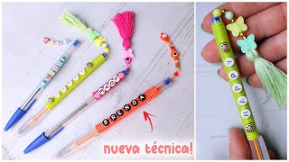 como decorar LAPICEROSPLUMAS con HILO fácil y rápido ✍️Decorate your pens😃 [upl. by Annahaj]