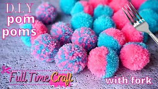 How to Make Pom Pom Earrings Drops amp Hoops  using a fork for mini pom poms [upl. by Rhona937]