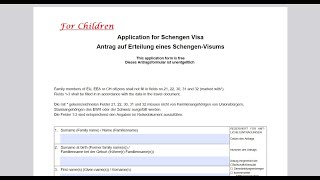 How to fill Schengen visa application for Children Switzerland [upl. by Lleroj]