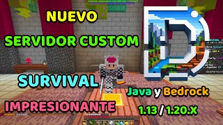 🌳¡NUEVO SERVIDOR SURVIVAL CUSTOM Para Minecraft PE y Java 120X 🌎 [upl. by Lippold839]