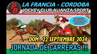 CARRERAS JOCKEY CLUB ALIANZA SPORT LA FRANCIA  CORDOBA 22092024 [upl. by Dressel]