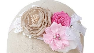 Make Baby Headband with Anjurisa 7  Fabric Flower Burning Method Ranunculus Flower Tutorial [upl. by Bradstreet661]