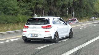 BEST OF Hyundai i30N Exhaust Sounds  Accelerations Pops and Bangs Driving on Nürburgring Etc [upl. by Horacio]