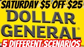 Dollar General 5 off 25 Saturday Couponing Scenarios FIVE Different Ways to Save [upl. by Najtsirk736]